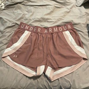 Dusty Pink and White Under Armour Running Shorts
